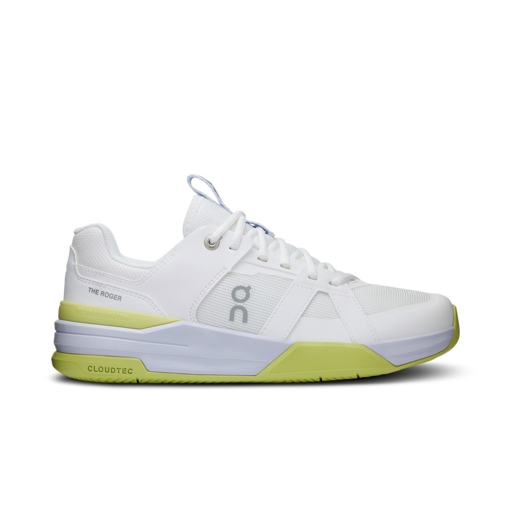 On Running Roger Clubhouse White and Yellow Tennis Sneakers